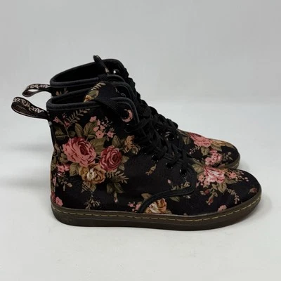 Dr. Martens Shoreditch Boots Womens 6 Black Floral Flowers Docs Ankle Boho - Image 1 of 4