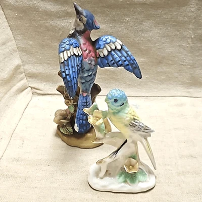 Juego de estatuillas vintage de pájaro periquito jay azul volador firmado por Ardalt años 50 Foto 1 de 4