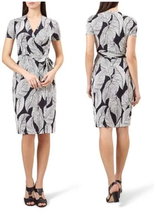 Hobbs Delilah Wrap Dress Black & White UK 8 - Picture 1 of 6