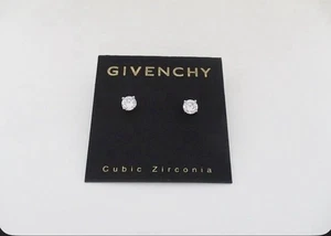 Givenchy Silver Tone Cubic Zirconia Stud Earrings 5MM - Picture 1 of 3