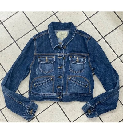 Antigua Chaqueta Denim Azul Marino Niños Talla M Azul Jean Camionero Chaqueta Clásica Niñas Foto 1 de 4
