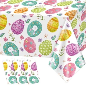 3 Pack Easter Tablecloth Party Decorations, Eggs Bunny 3 Pack, - Picture 1 of 7