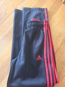 Adidas Black/Red Fleece Lined Track Pants Boys 14/16 L - Picture 1 of 6