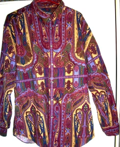 Northern Isle Paisley Corduroy  Shirt Mn XXL Western GOTH  VICTORIAN WITCHY Soft - Picture 1 of 15