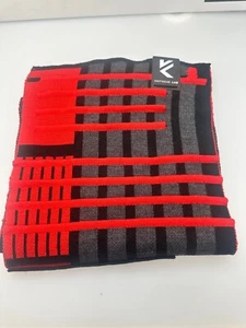 Knitwear Lab Knitted Wool Red Gray Strip Winter Scarf Rectangle Soft & Warm - Picture 1 of 4