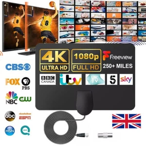 8000 Miles Indoor TV antenna Ariel Freeview Digital 4K HD TV Portable Aerial UK - Picture 1 of 13