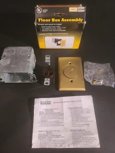 Hubbell 6236 HBL6236 Single Receptacle Floor Box Assembly 15A 125V Brass Cover - Picture 1 of 8