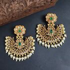 Asian Wedding Party Wear Jhumka Green Brass Indian Bollywood Style Earrings