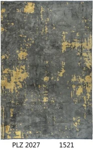 Alfombra moderna abstracta contemporánea de seda moderna de bambú abstracta de bambú gris carbón dorado amarillo - Imagen 1 de 7