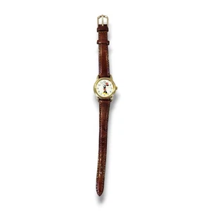Disney RRS380 Minnie Mouse Women's Watch Brown Leather NEED Battery - Picture 1 of 9