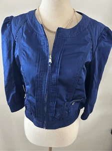 White House Black market short jacket size 0 blue - Picture 1 of 6
