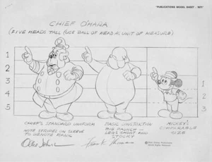 Hoja de modelo de publicaciones de Disney 1971 jefe O'Hara policía UF 2x arte firmado ft/oj - Imagen 1 de 2