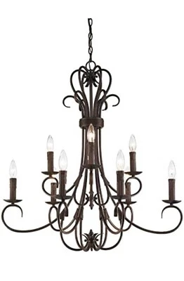 Feiss F3071/9WI DeWitt 9 Light 2 Tier Chandelier in Weathered Iron Finish - Image 1 of 4
