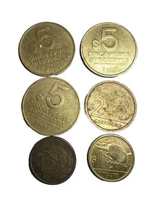 Lot of 6 Coins from Uruguay 2005 To 2019.$5-$2-$1 COLLECTIBLES - Picture 1 of 6