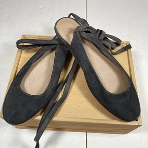 Madewell The April Ankle Wrap Women’s Sz 6 Ballet Flats Navy Suede - Picture 1 of 9
