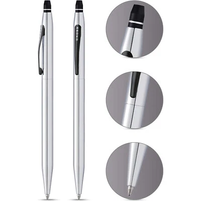 CROSS Rollerball Gel Tinten Schreiber M Silber CLICK Mine dokumentenecht Metall - Bild 1 von 3