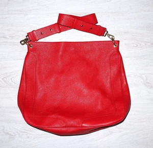 BORBONESE Womens Red Leather Shoulder Handbag Bag - Picture 1 of 13