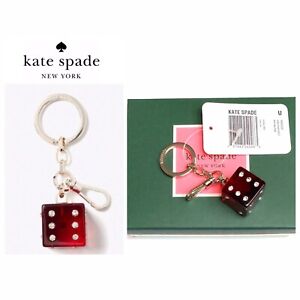 NWT Kate Spade DICE 12-K Gold Plated Crystals Resin Bag Charm/Key Ring-RARE!!