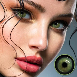 Hellgrüne Farblinsen für braune Augen LuxDelux Lime Green stark deckend + BOX - Bild 1 von 7