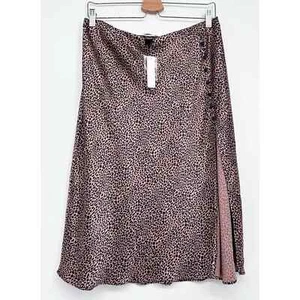 Victoria's Secret Women's Leopard Side Slit Satin Skirt Size Large - Picture 1 of 4