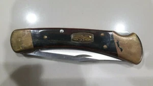 BUCK 110 50th Anniversary Ebony Diamond Wood Folding Hunter Stainless  - Picture 1 of 8