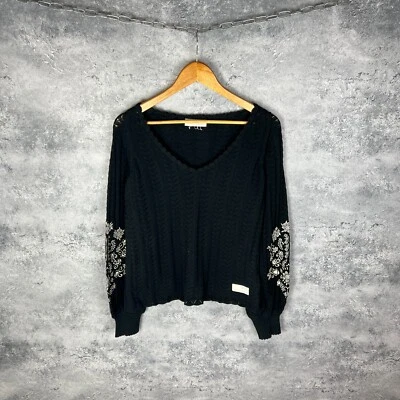 Suéter Odd Molly Para Mujer Talla 1 Cuello en V Negro Algodón Manga Larga ` Foto 1 de 4