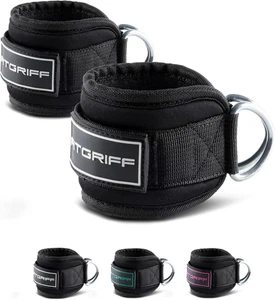 Fitgriff® Ankle Straps V3 for Cable Machine (2 Pieces) - Gym Workout Equipment - - Picture 1 of 12