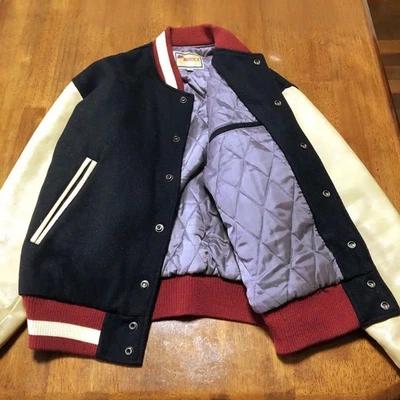 Avirex stadium jacket black/beige - Image 1 of 4