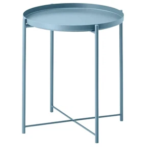 IKEA GLADOM Beistelltisch blau abnehmbares Tablett Metall Akzent Tisch 305.072.53 - NEU - Bild 1 von 3