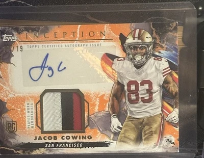 2024 Topps Inception Authentic Auto SSP 01/19 RC Jacob Cowing 49ers Jersey Patch - Image 1 of 3