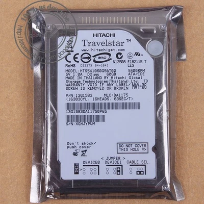 Hitachi 60 GB 2.5" 5400 RPM 8 MB PATA IDE Hard Disk Drive HDD HTS541060G9AT00 - Bild 1 von 2