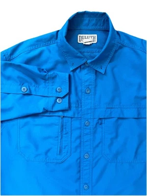 Duluth Trading Shirt Mens Large Blue CoolPlus Action Fishing Hiking Outdoor L/S - Image 1 of 4