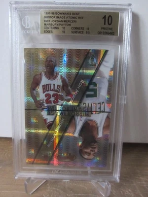 MICHAEL JORDAN 1997-98 BOWMAN'S BEST MIRROR IMAGE ATOMIC REFRACT BGS 10 PRISTINE - Image 1 of 2