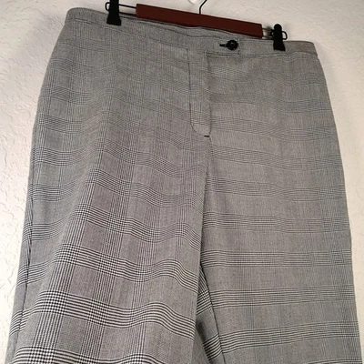 Calça Kim Rogers feminina tamanho 14 curta cinza xadrez calças carreira - Imagem 1 de 4