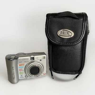 Canon PowerShot A75 3.2MP Digital Camera Silver Works 3x Optical Zoom Tested - Image 1 of 4