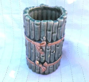 Bamboo Look - Tiki Ceramic Vase Mid Century Modern MCM - Picture 1 of 4