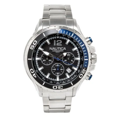 Mens Wristwatch NAUTICA NAPNSTF14 Chrono Stainless Steel Black Blue Sub 100mt - image 1 of 2