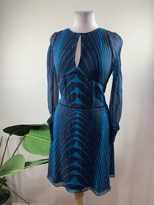 Vestido de seda Diane von Furstenberg Glenna en tonos azules, talla 6 Foto 1 de 4