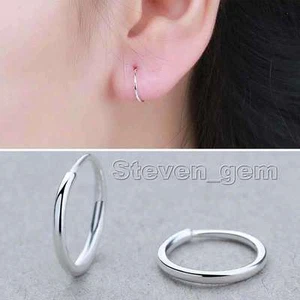 Anello classico 8,5 mm bianco alta qualità argento 925 orecchino a cerchio da donna ear497 - Foto 1 di 6