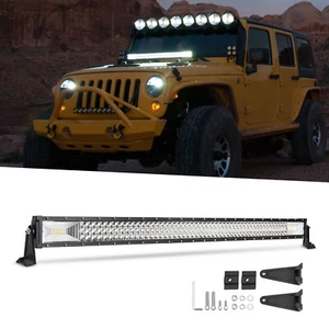42"Inch LED LIGHT BAR Tri Row Spot Flood Combo Truck Offroad 4WD ATV SUV Light - Picture 1 of 19