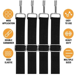 4x 39"inch Heavy Duty Bungee Cords with Hooks for Luggage Motorcycles Bicycles - Picture 1 of 15