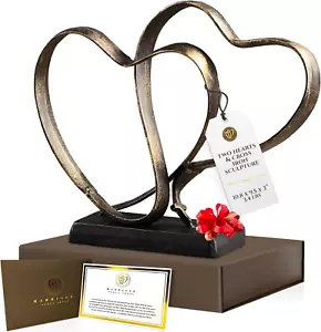 Couples Gift - Two Hearts and Cross Iron Sculpture, Heart Decoration, Gift Box - Picture 1 of 12