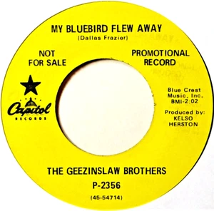 Geezinslaw Brothers My Bluebird Flew Away DJ 45 7" Vinyl Hillbilly Novelty Song - Picture 1 of 3