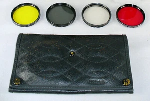 4 55MM FILTERS YELLOW RED 25 UV POLARIZER + NIKON 6 SLOT CASE - Picture 1 of 6