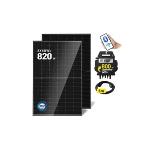 KIT PANNELLO SOLARE DA BALCONE FOTOVOLTAICO 820w Moduli solari 2x410W Cavo 5M - Foto 1 di 33