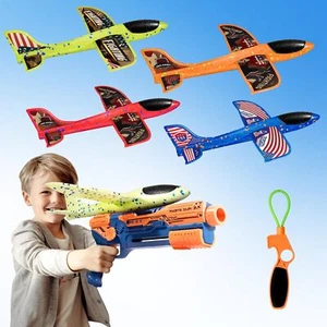 HapKid 4 Pack Airplane Launcher Toy Foam Airplanes 2 Flight Modes, Slingshot - Picture 1 of 7