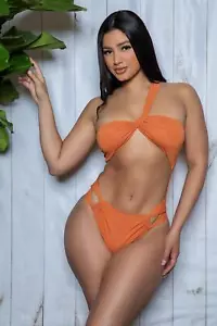 BeWicked Swimwear Nora One Piece Unique Swimsuit Orange - Picture 1 of 5