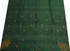 Sushila vintage reste de sari vert ferraille 100 % soie pure perles à la main tissu artisanal