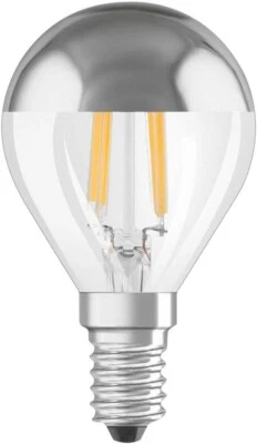 OSRAM LED CLASSIC P31 GOLFBALL MIRROR SILVER TOP E14 4W (31W) 350 LUMENS BULB - Image 1 of 4