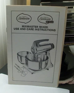 Vintage 1976 SUNBEAM Vista Mixmaster Mixer Use and Care Instructions manual book - Picture 1 of 4
